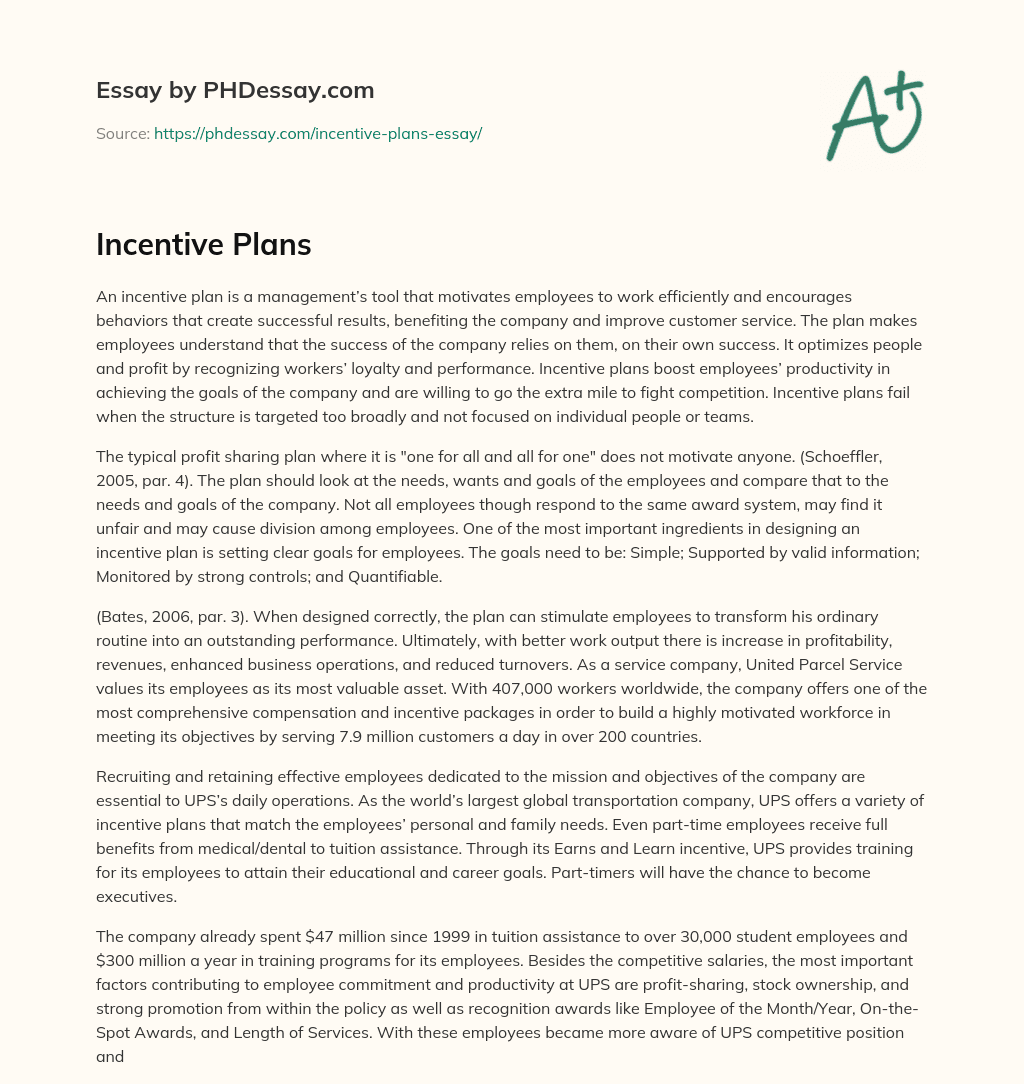 Incentive Plans essay