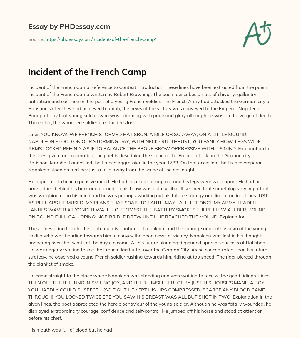 Incident of the French Camp essay