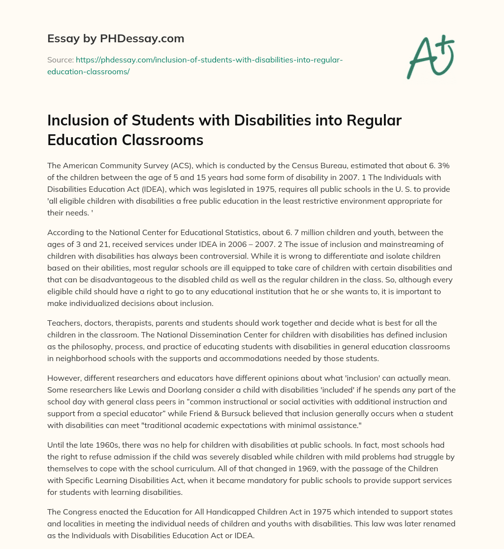 disability in education essay