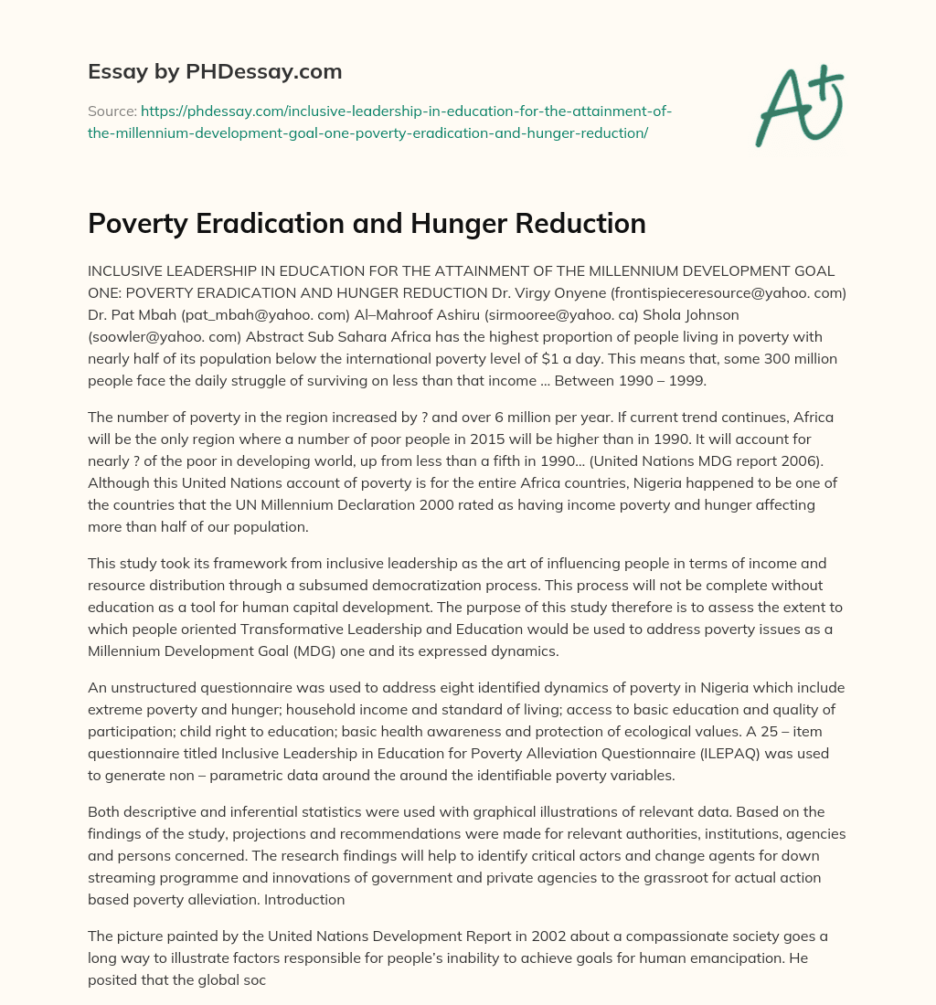 poverty eradication essay