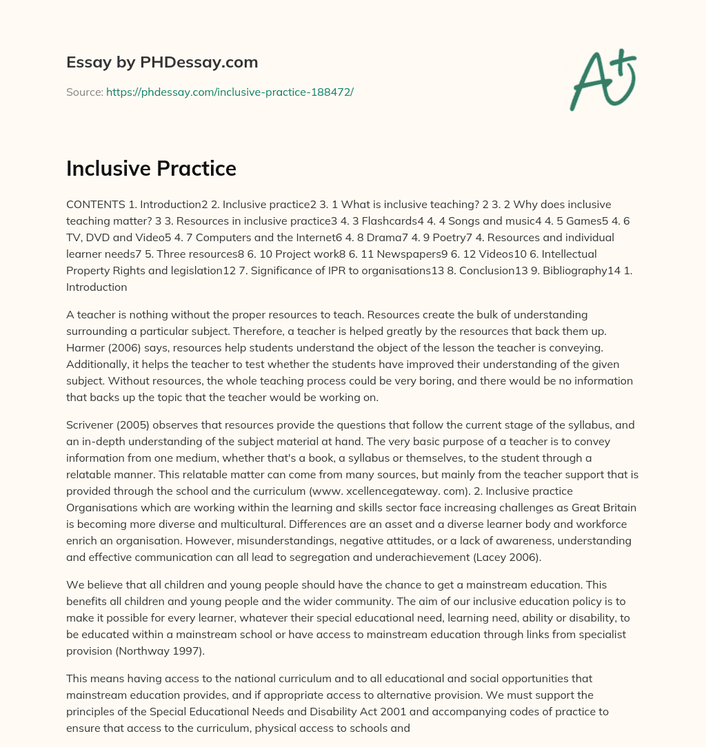 essay on inclusive practice