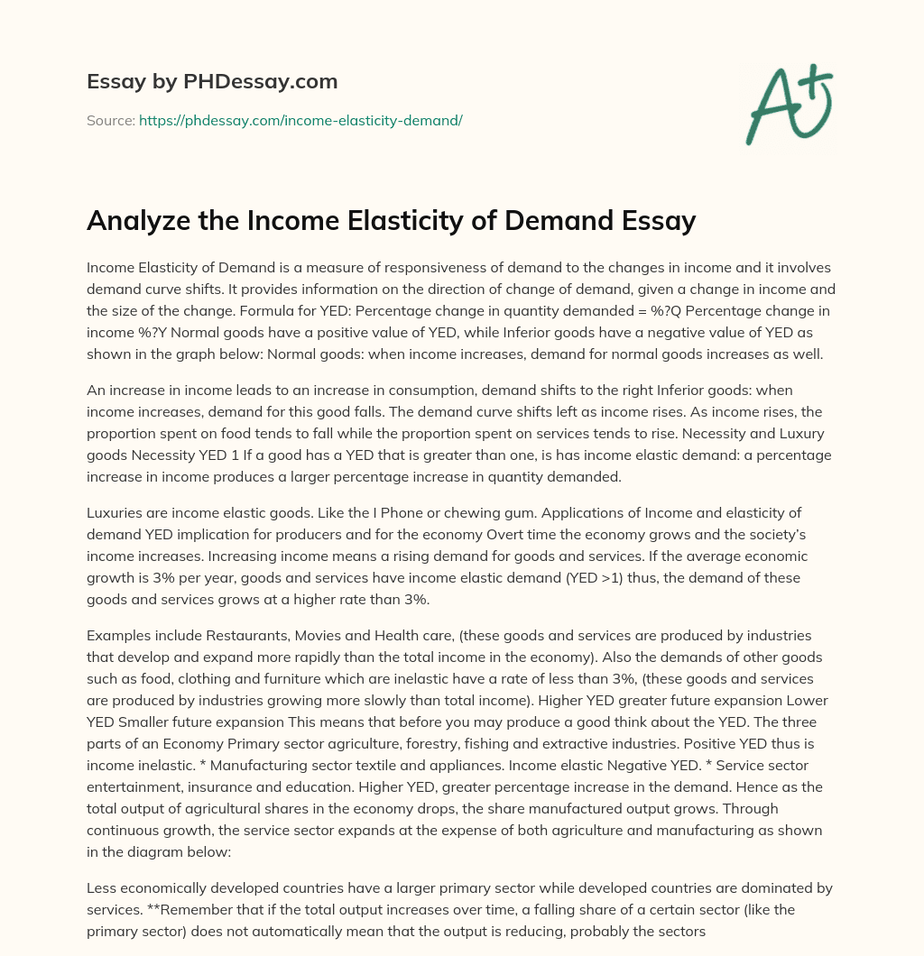 Understanding Income Elasticity of Demand and its Implications essay
