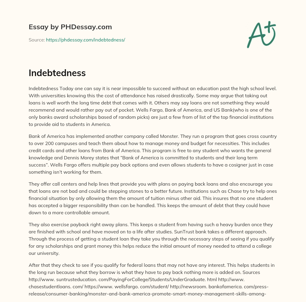 Indebtedness essay