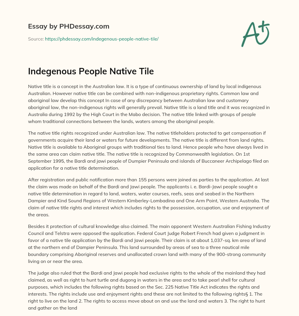 Indegenous People Native Tile essay