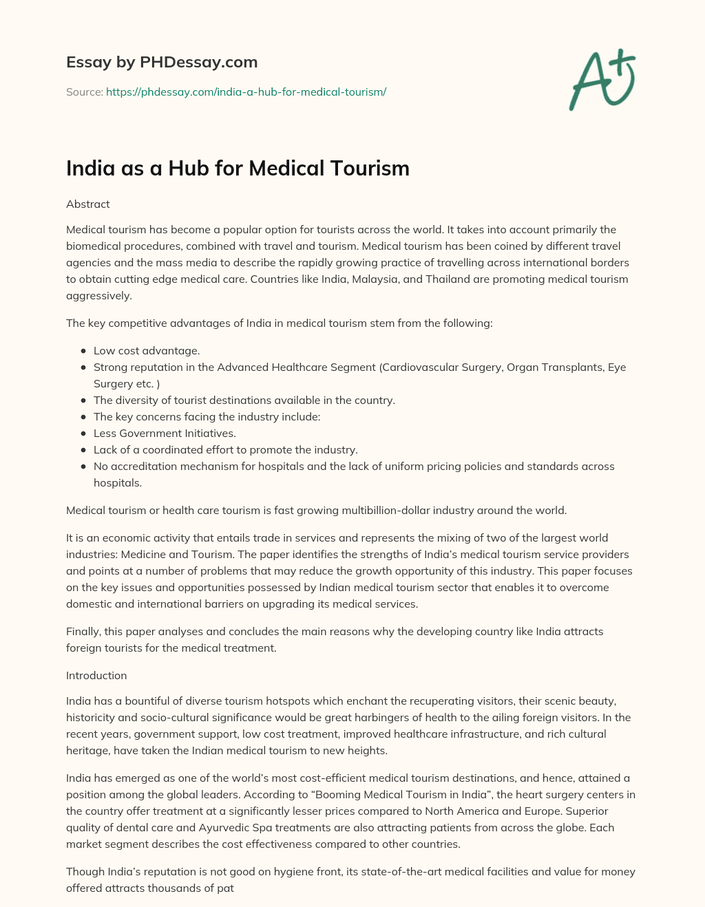 medical tourism essay