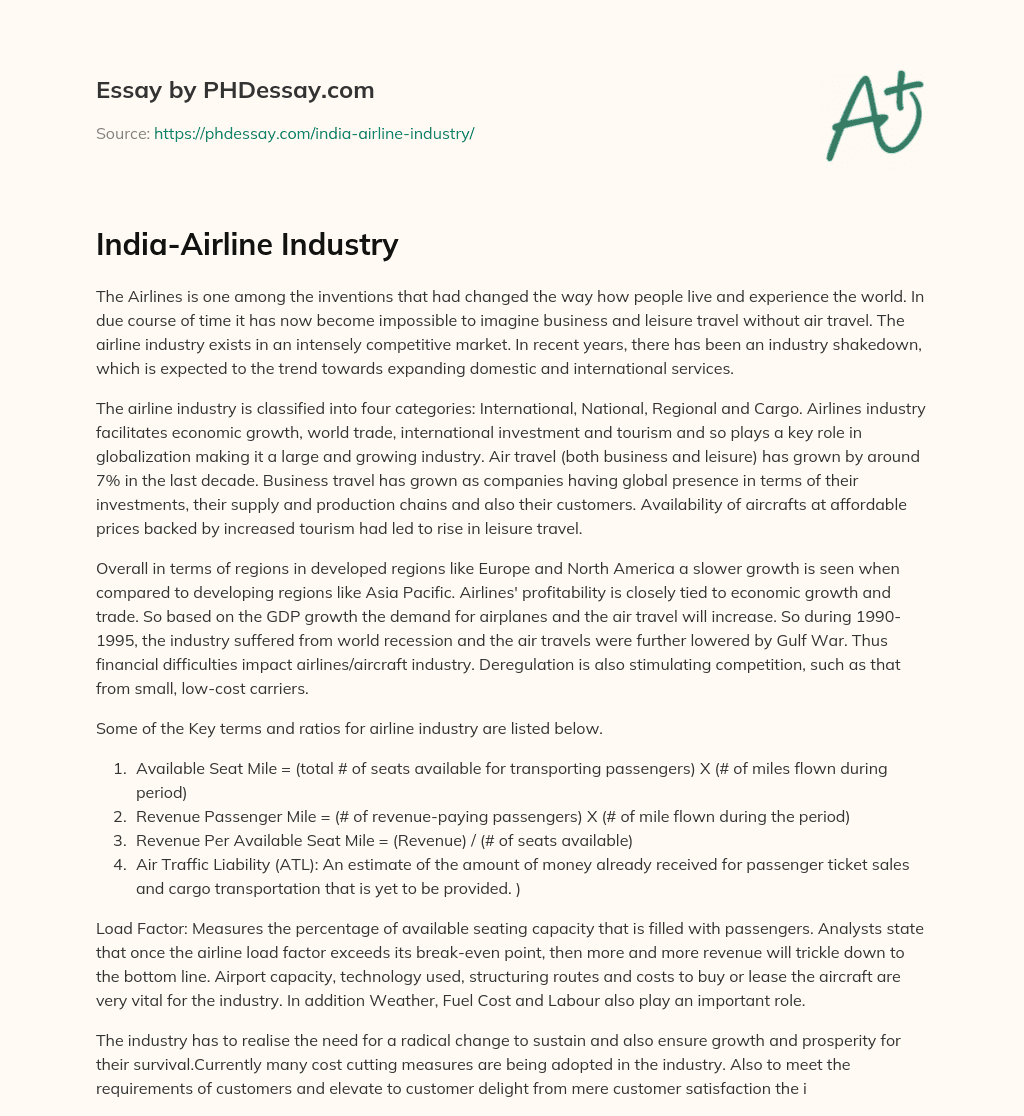 India-Airline Industry essay