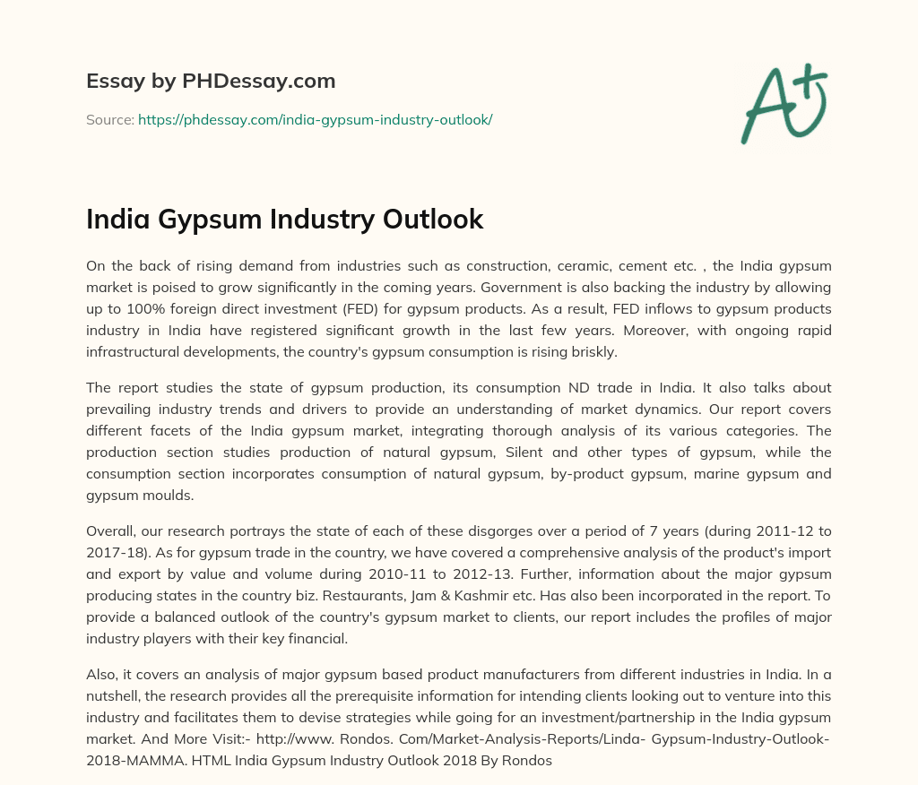 India Gypsum Industry Outlook essay