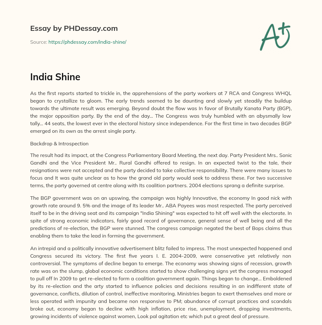 Congress Party’s Electoral History and Recent Defeat essay