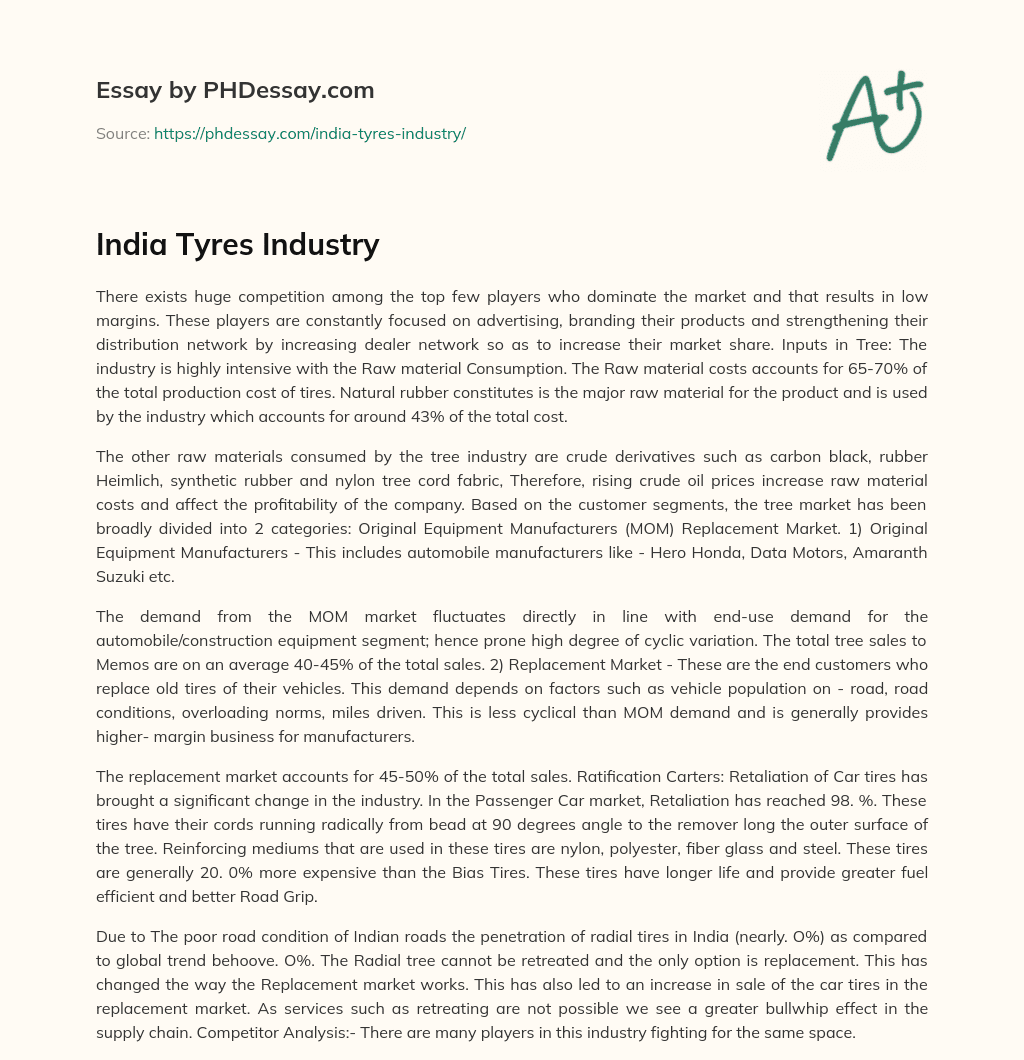 India Tyres Industry essay