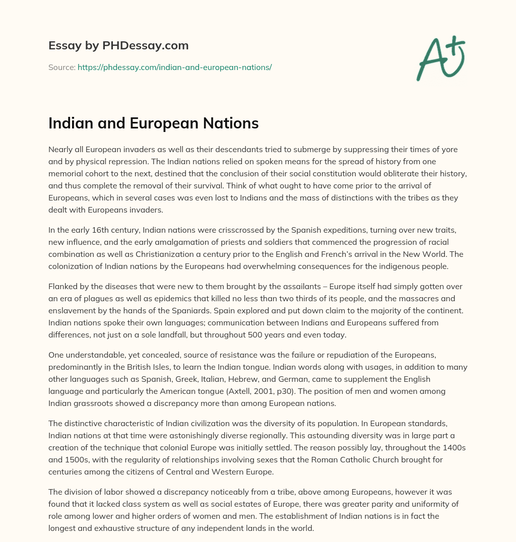 Indian and European Nations essay