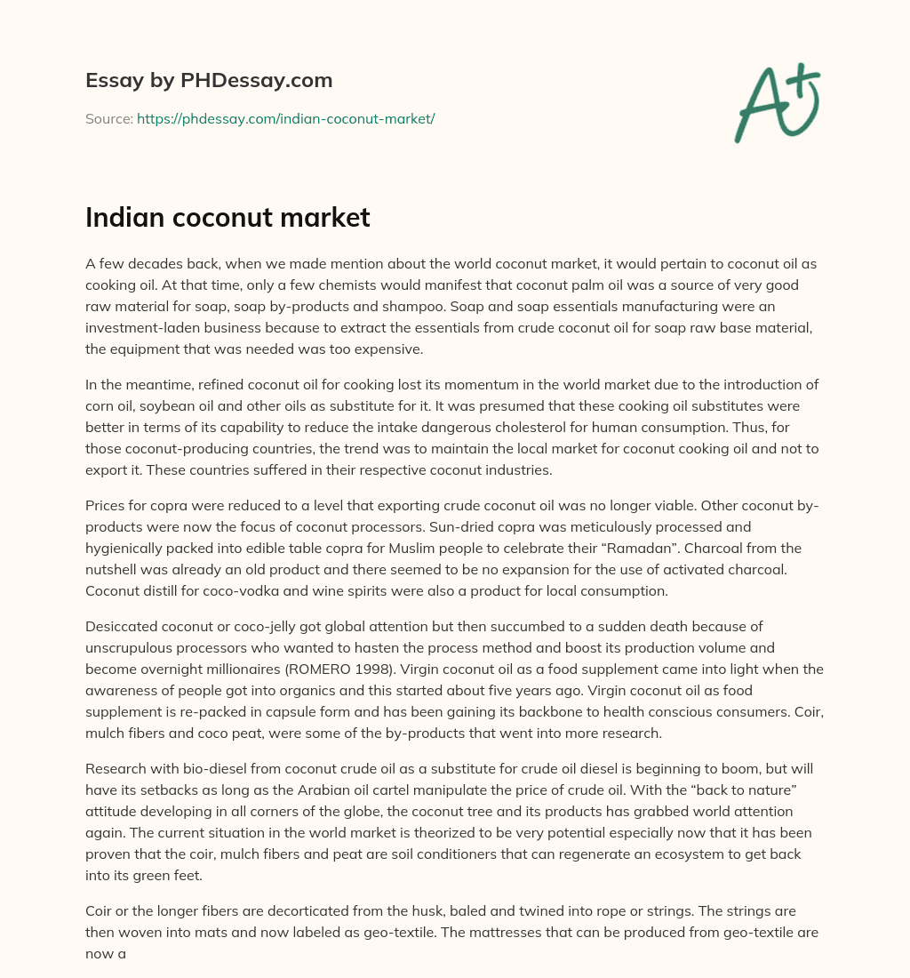 Indian coconut market essay