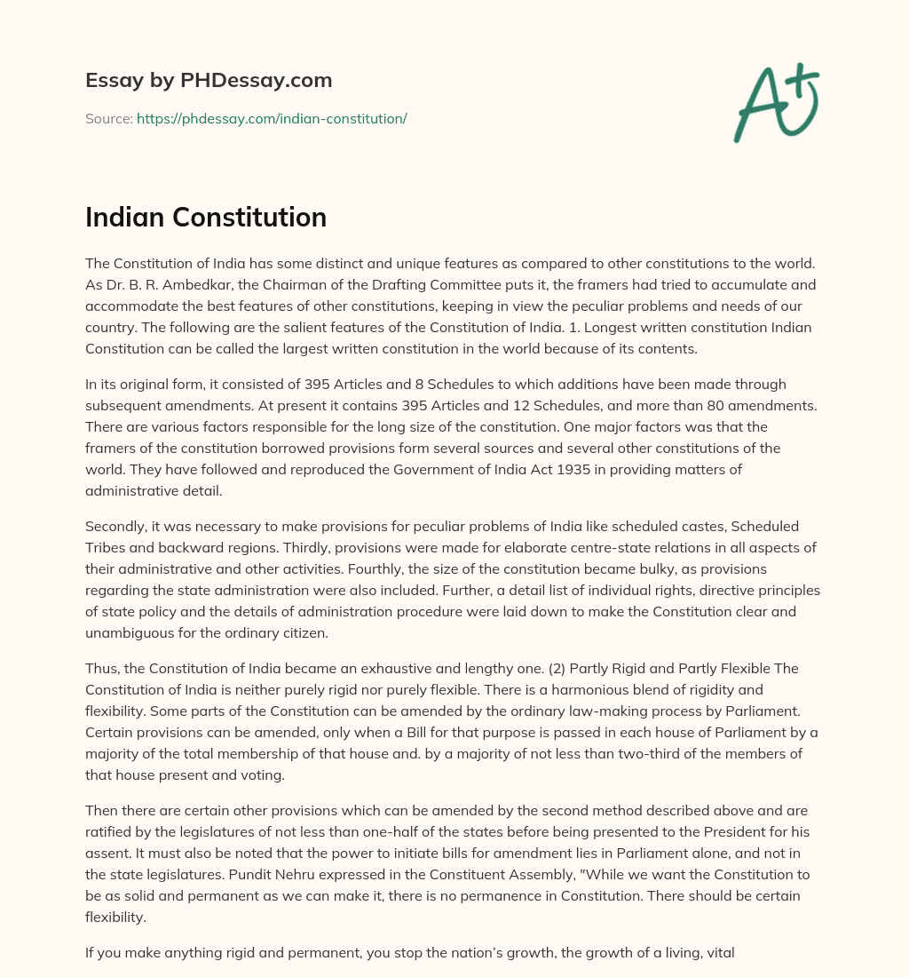 Indian Constitution essay