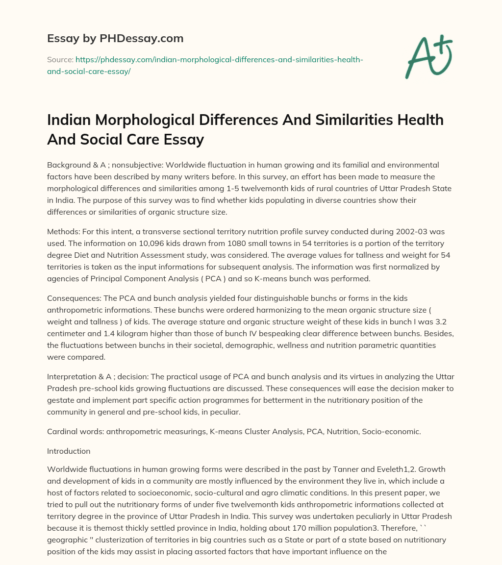 Indian Morphological Differences And Similarities Health And Social Care Essay essay
