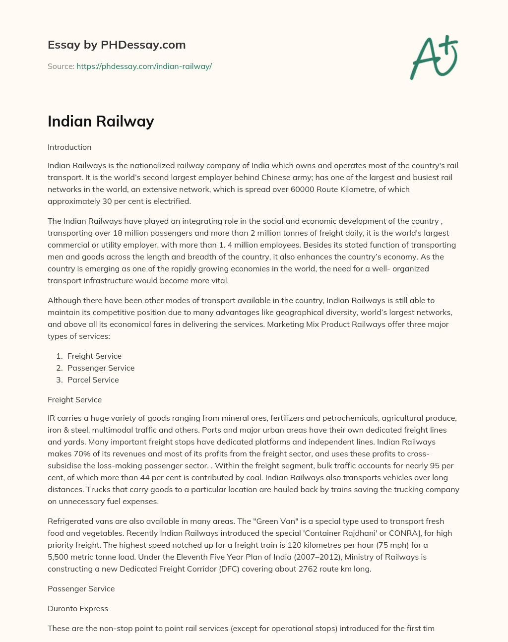 essay on indian railway in english