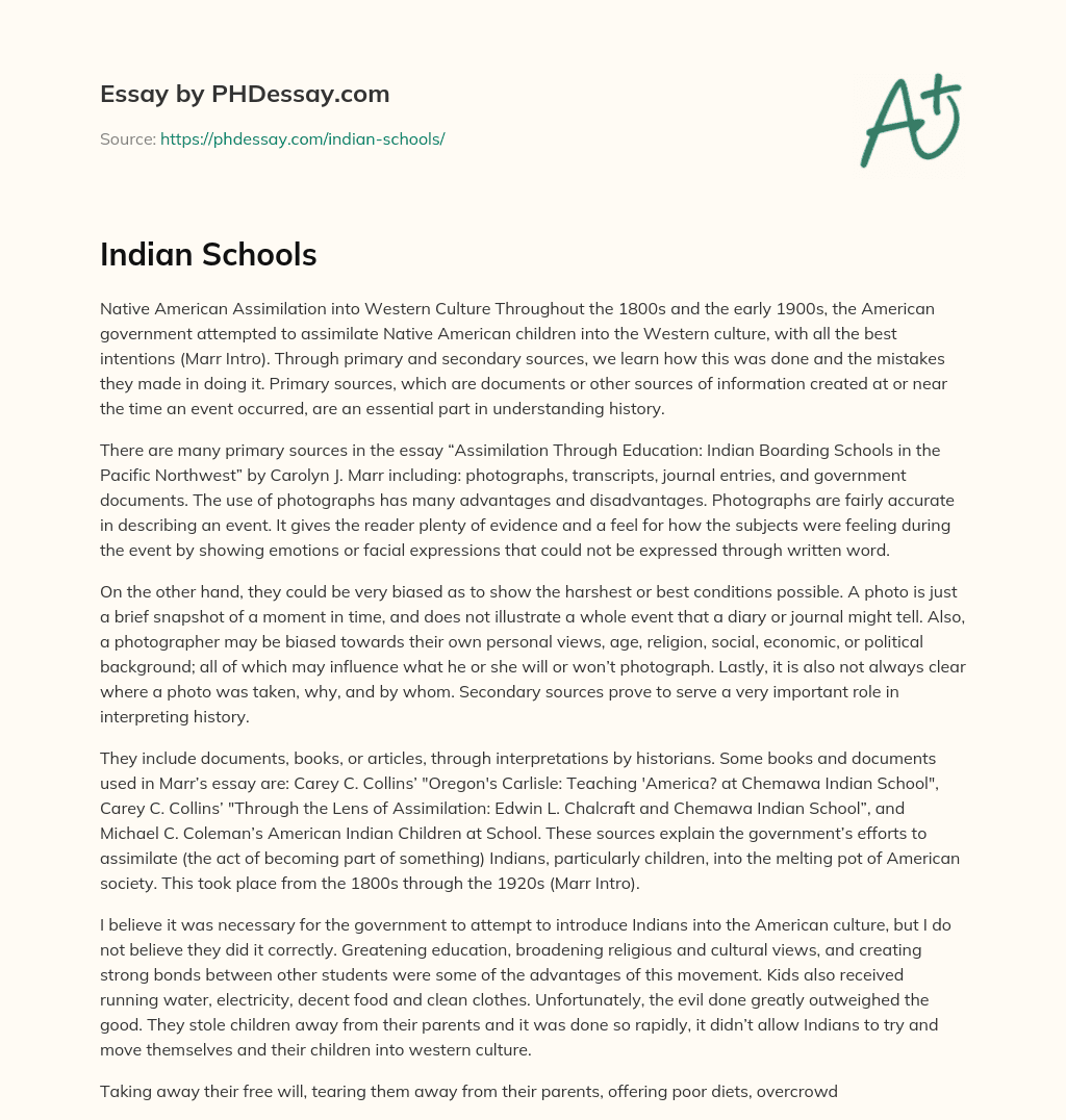 Indian Schools essay