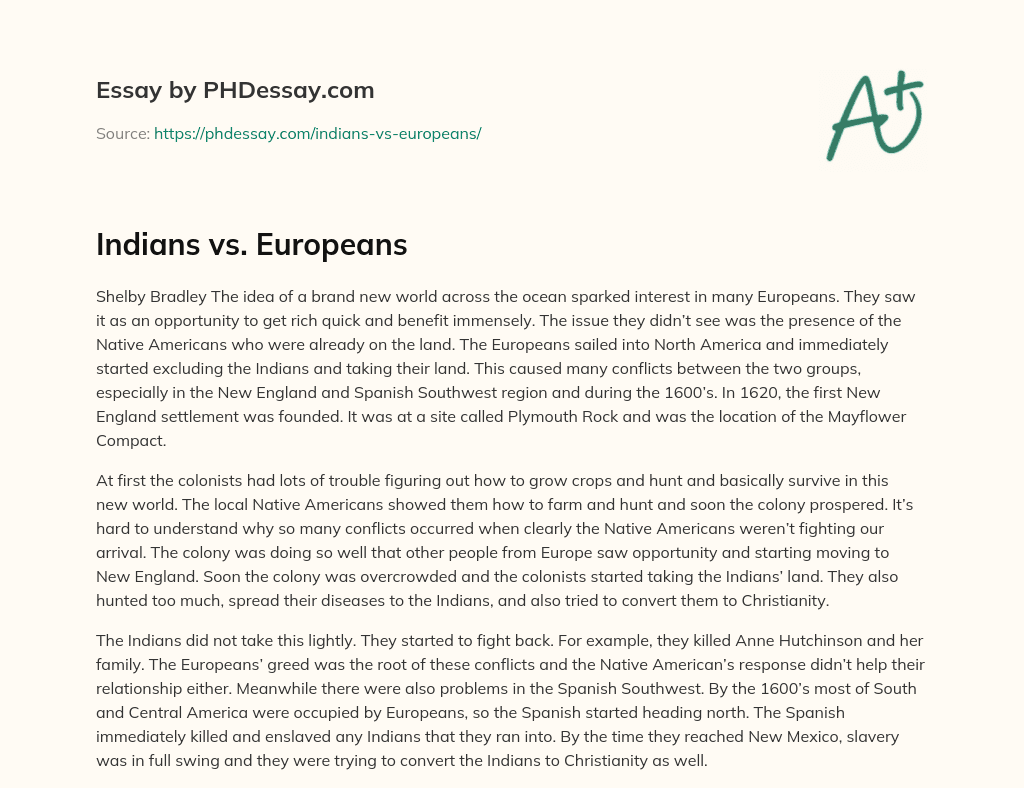 Indians vs. Europeans essay