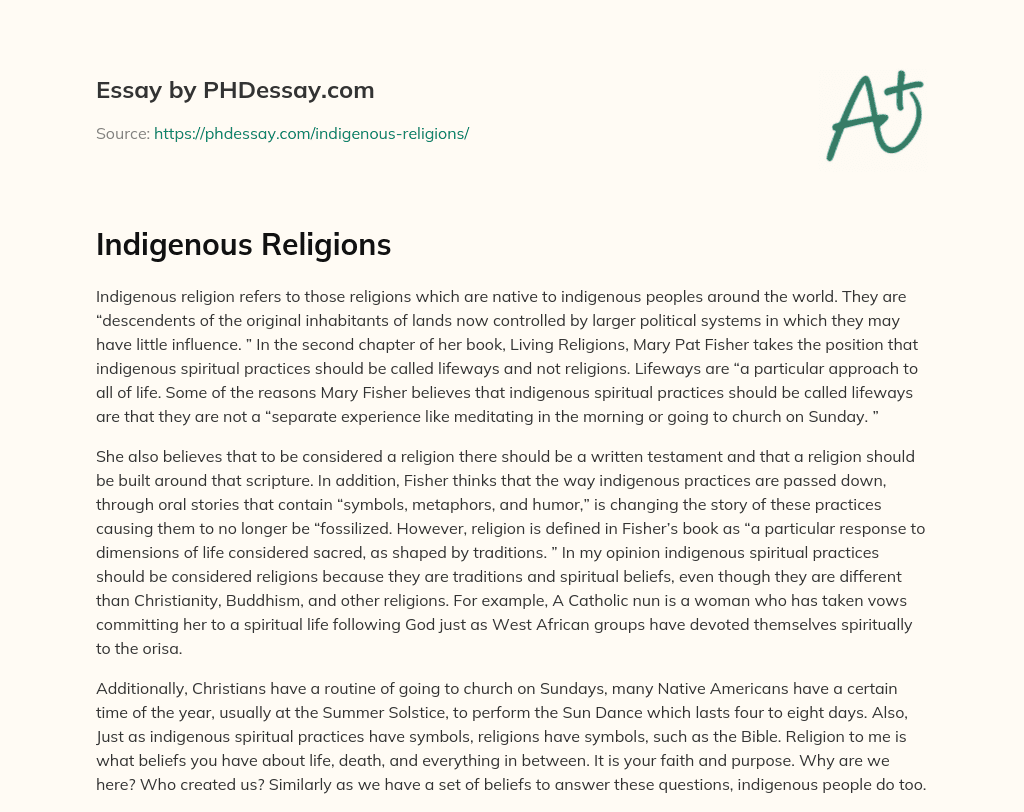 Indigenous Religions essay