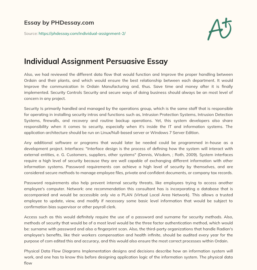 Individual Assignment Persuasive Essay essay