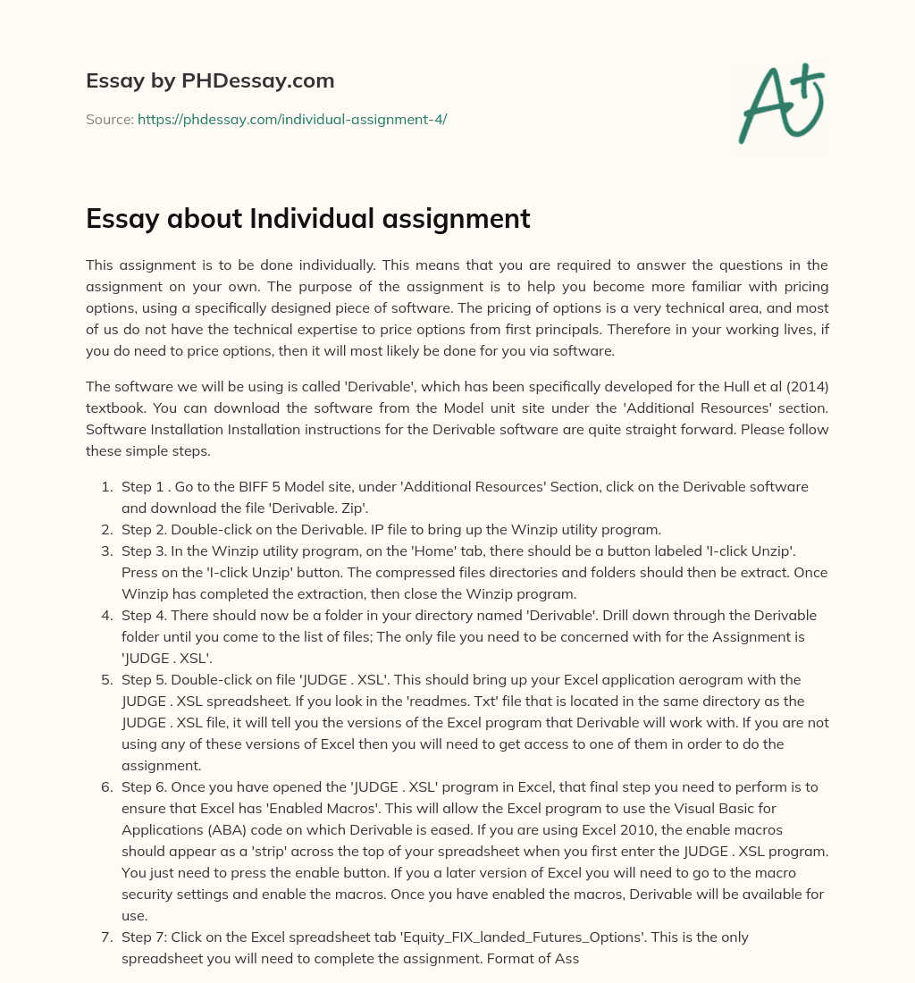 Essay about Individual assignment - PHDessay.com