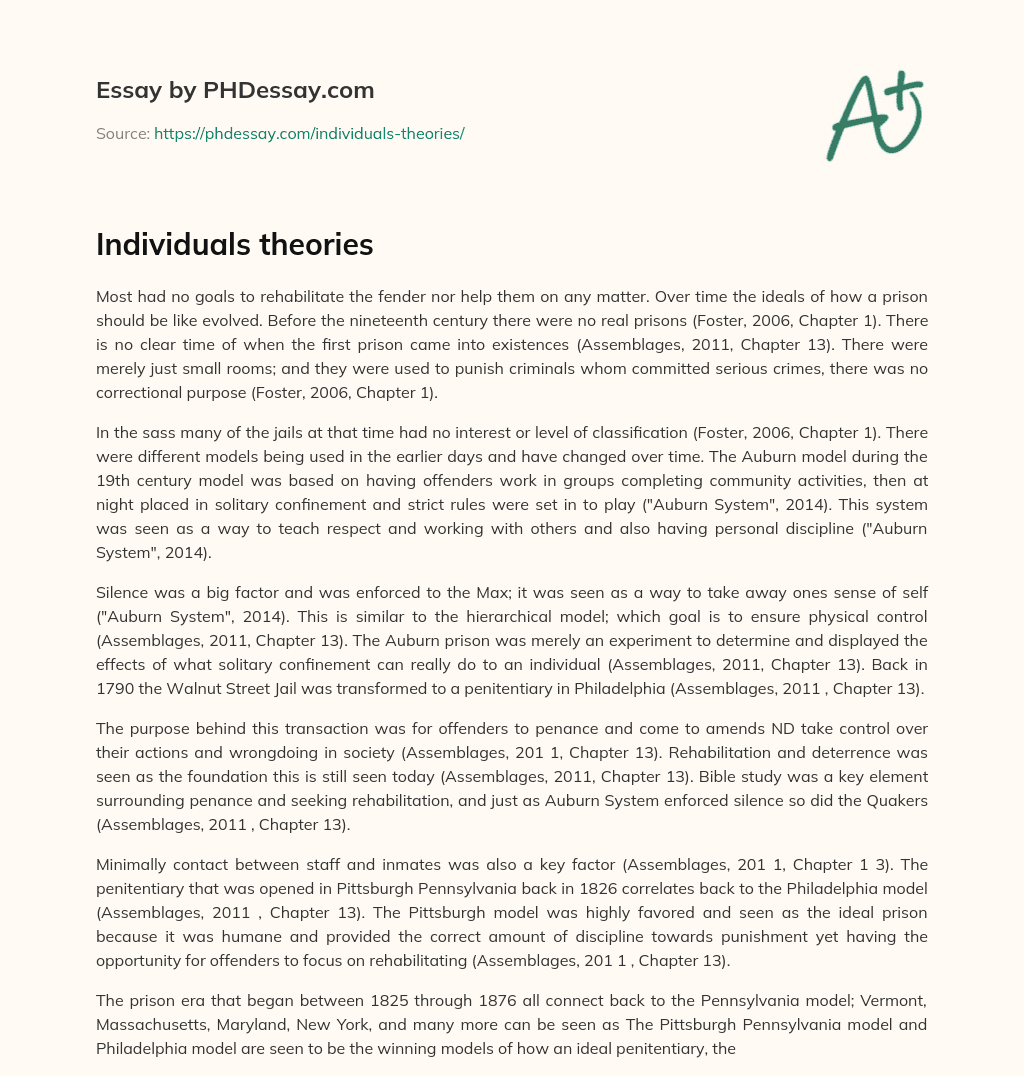 Individuals theories essay