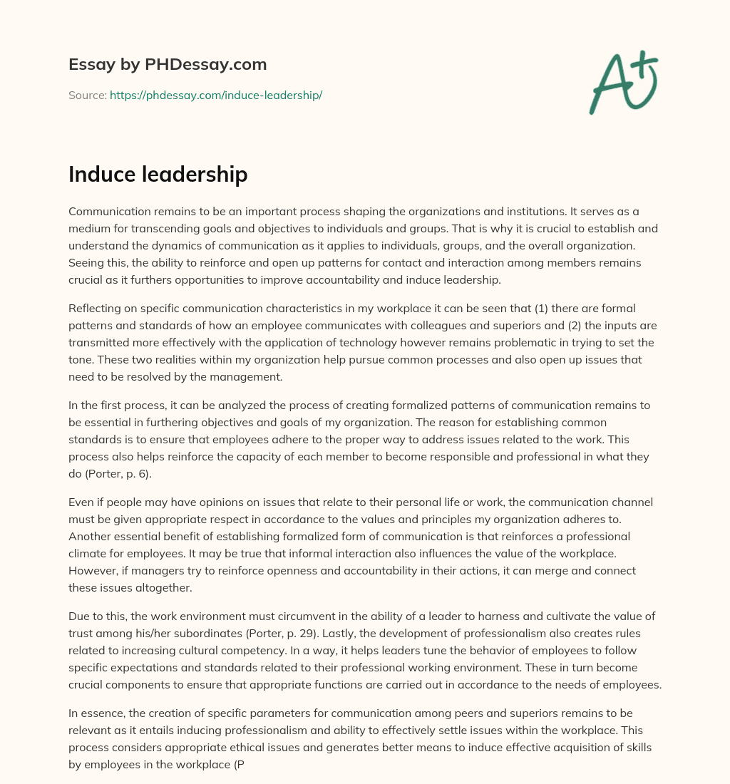 Induce leadership essay