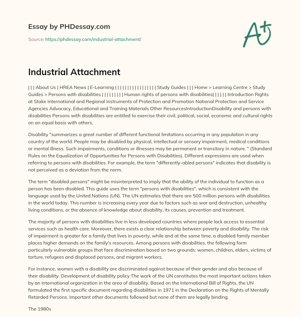 Industrial Attachment essay