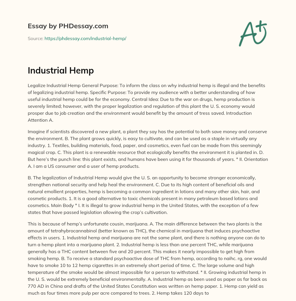Industrial Hemp essay