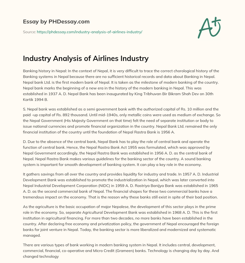 Industry Analysis of Airlines Industry essay