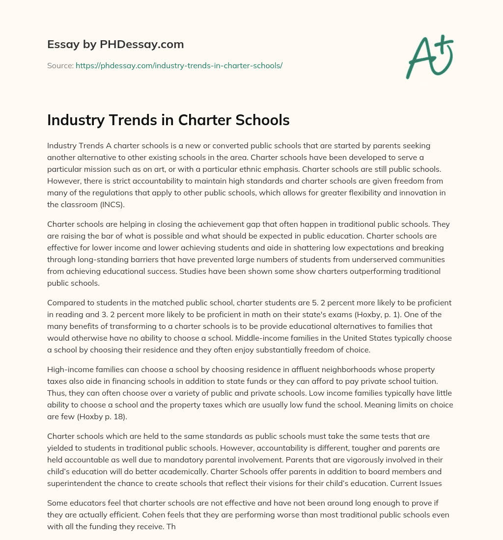 Industry Trends in Charter Schools essay