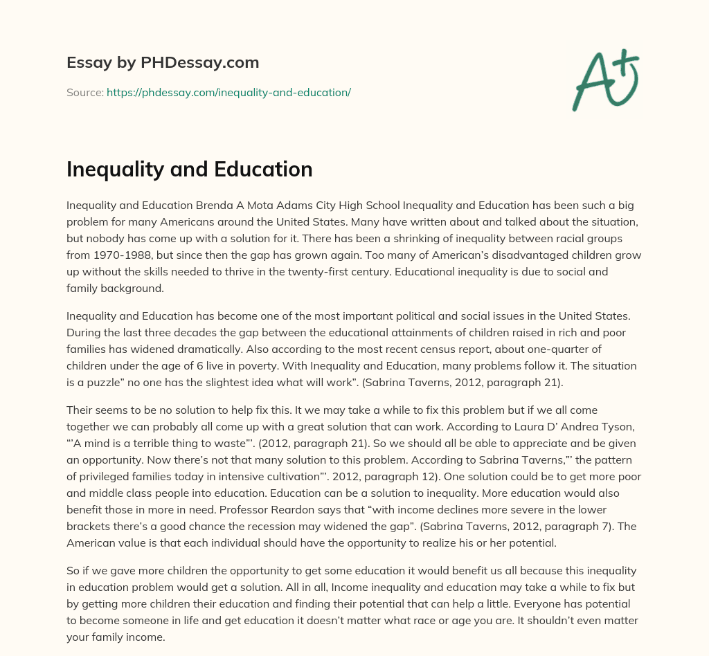 reduced inequality essay