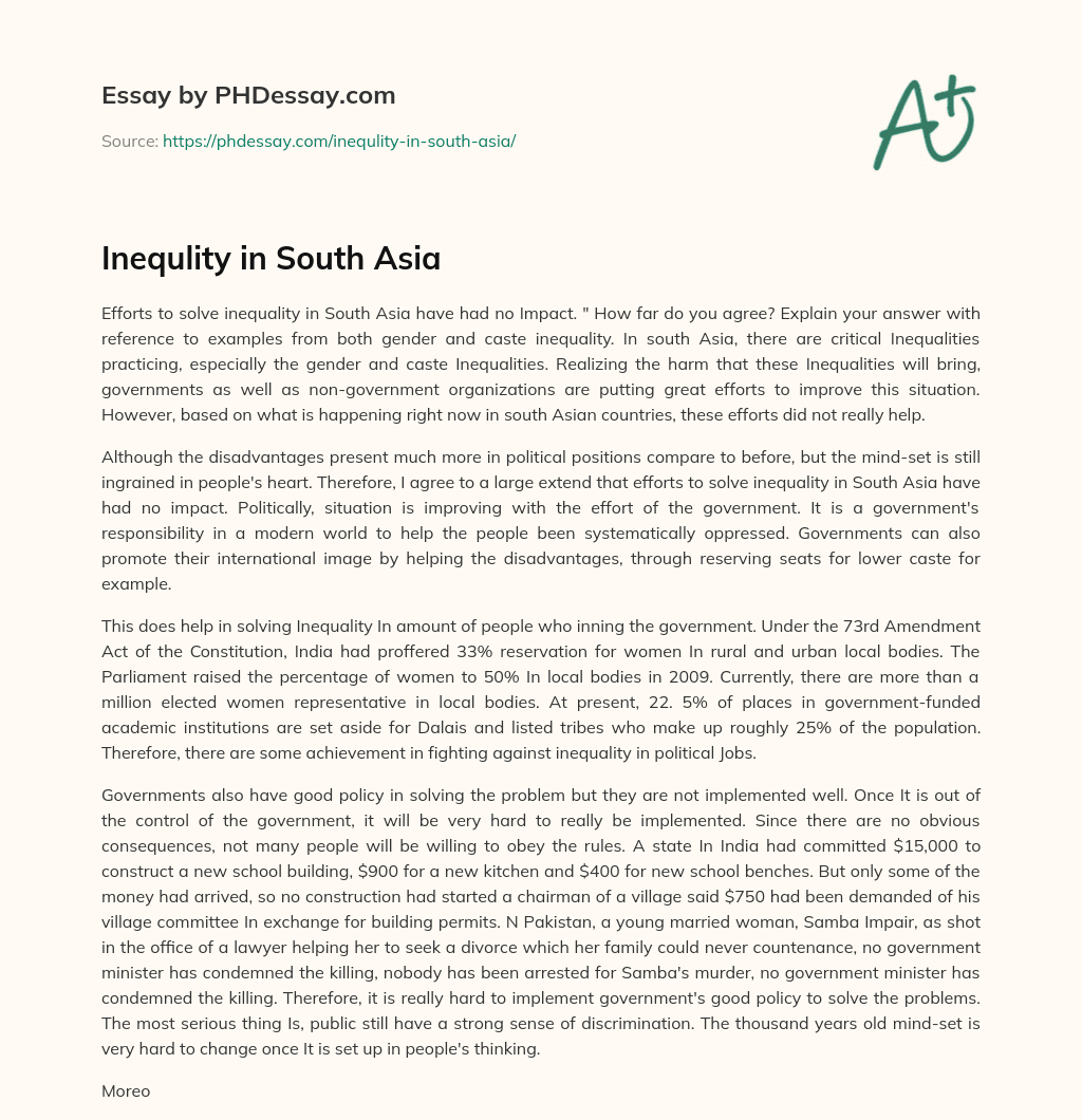 Inequlity in South Asia essay