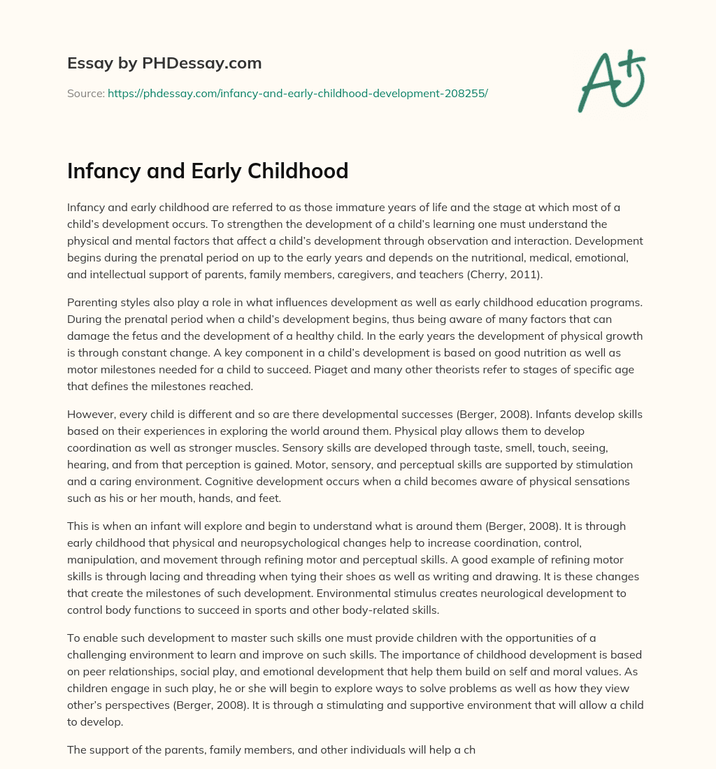 Infancy and Early Childhood essay