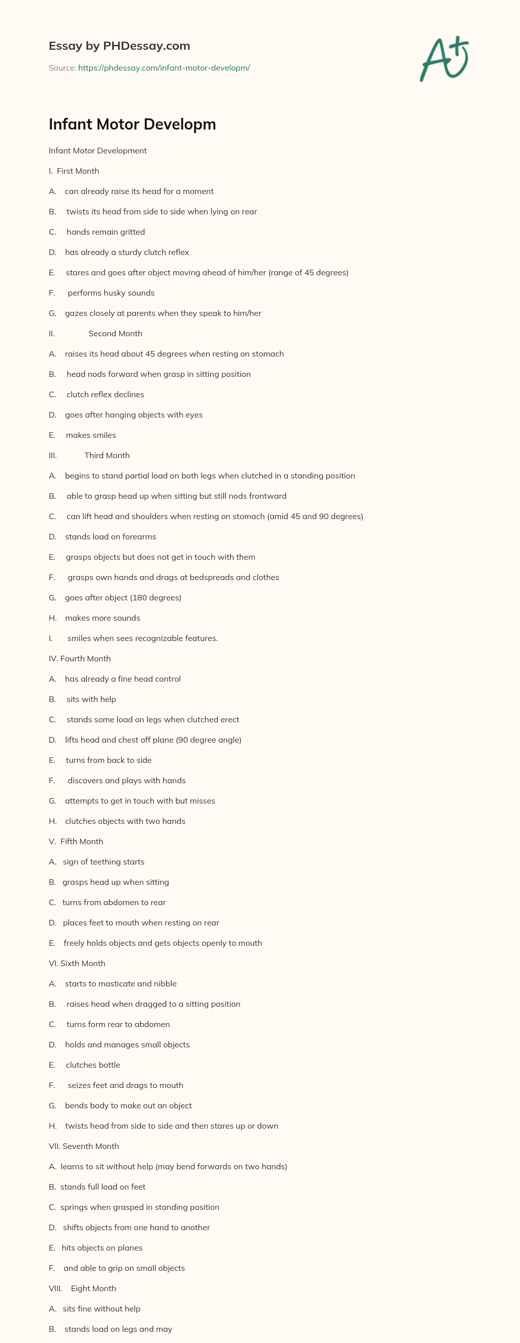 Infant Motor Developm essay