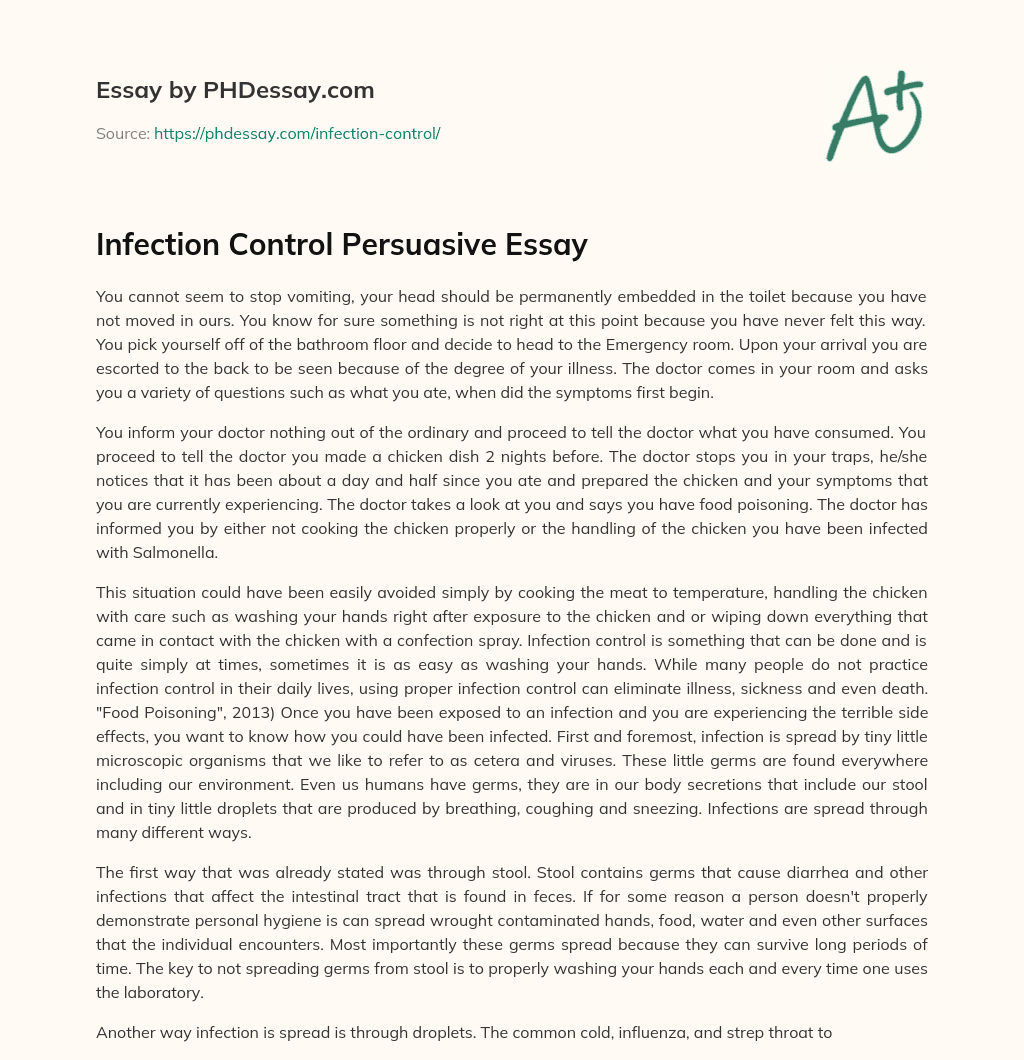 Infection Control Persuasive Essay essay