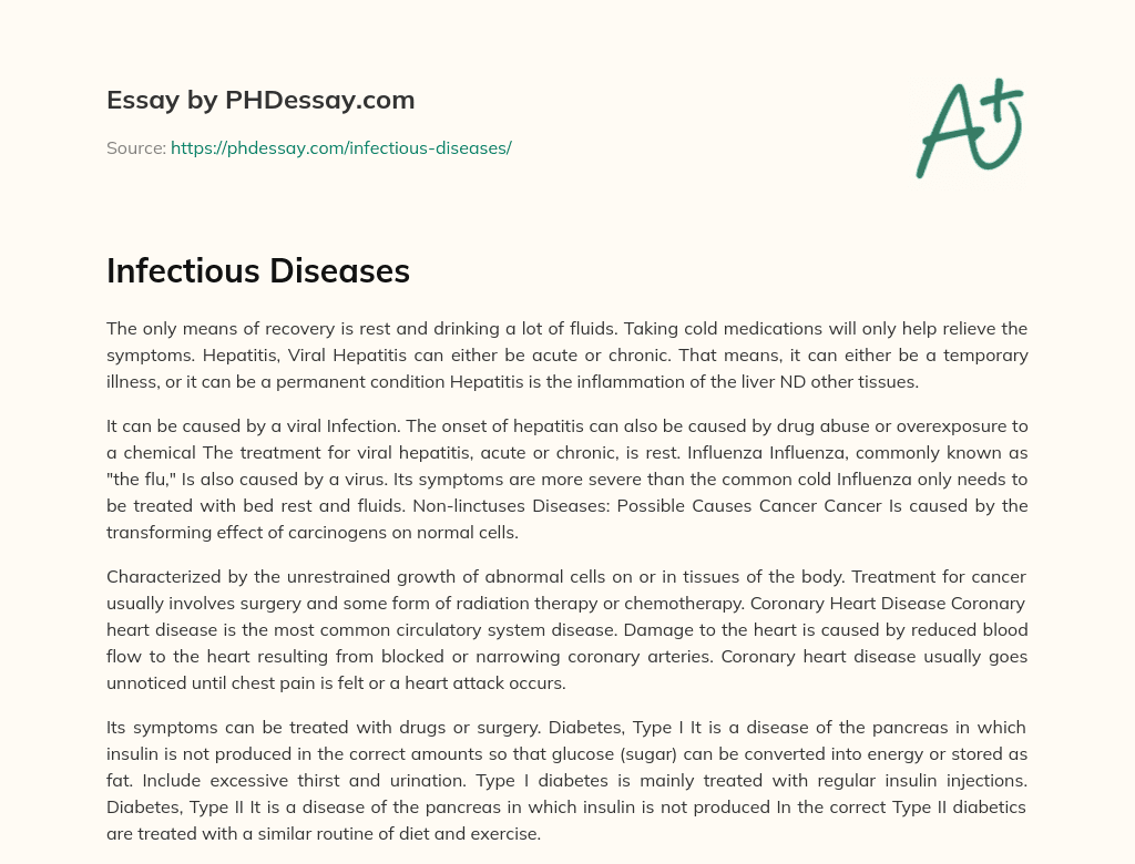 Infectious Diseases essay
