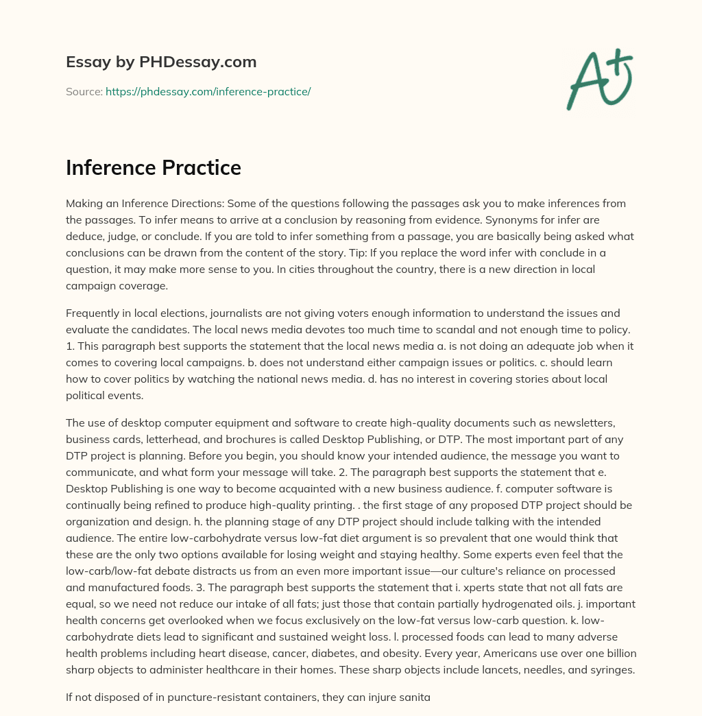 Inference Practice essay