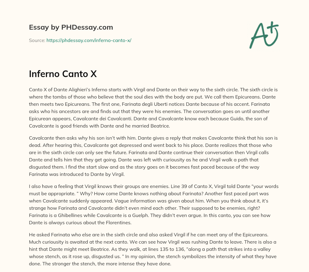 Inferno Canto X essay