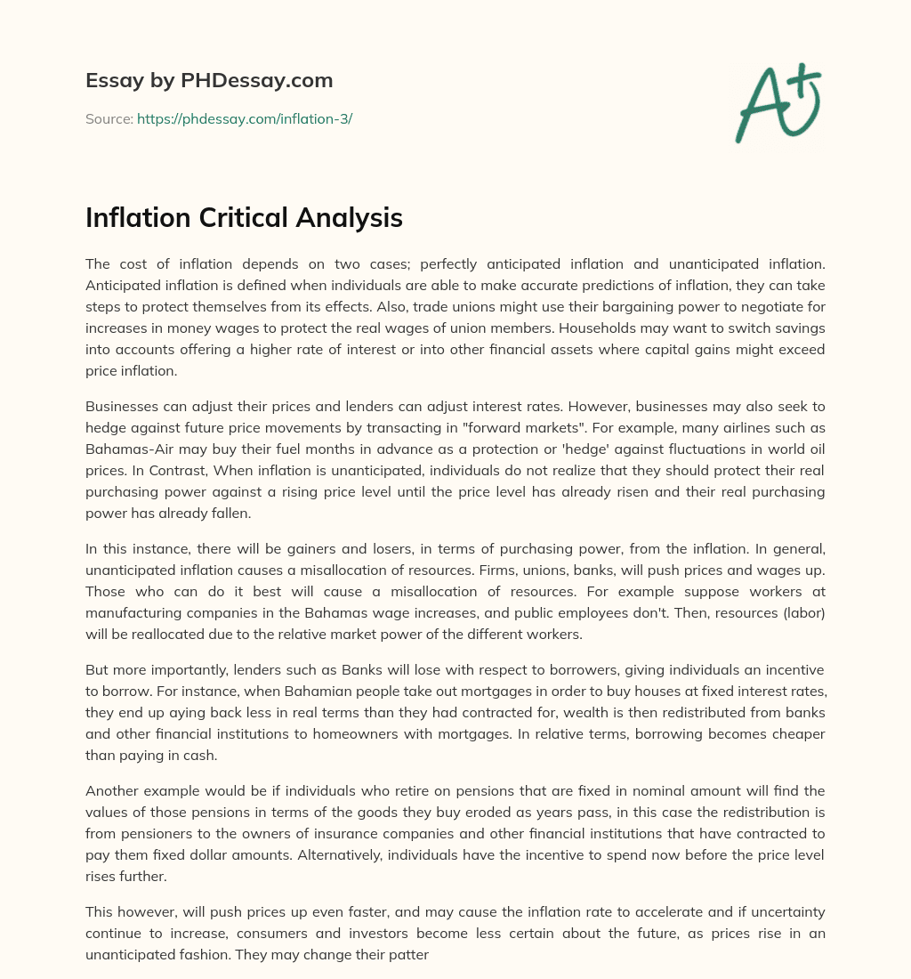 Inflation Critical Analysis essay
