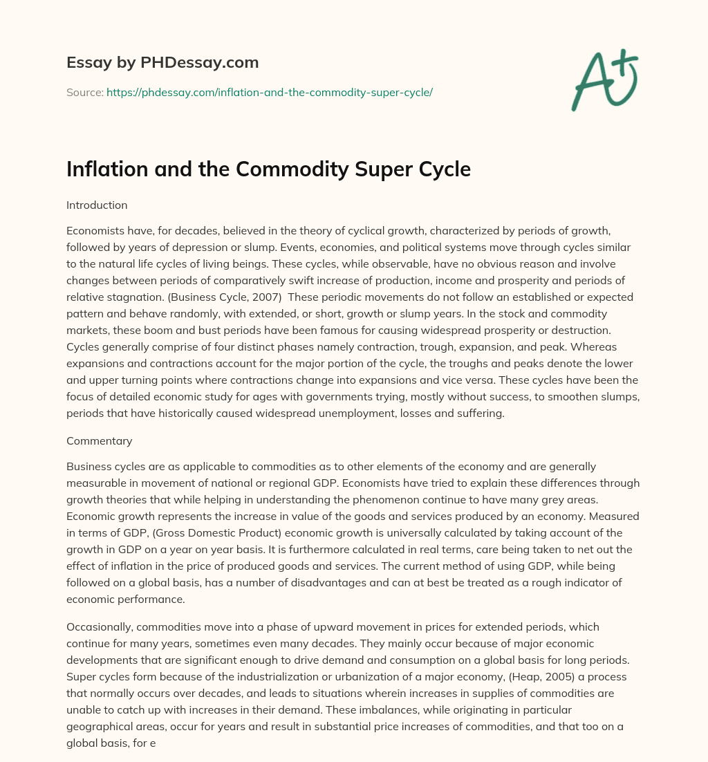 Inflation and the Commodity Super Cycle essay