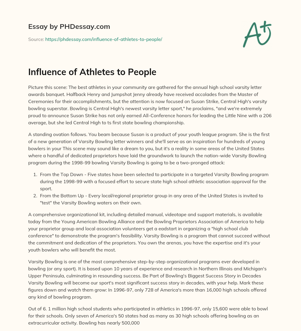 Influence of Athletes to People essay