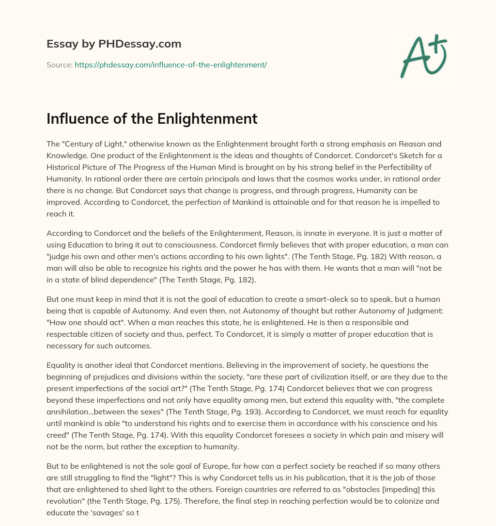 Influence of the Enlightenment essay