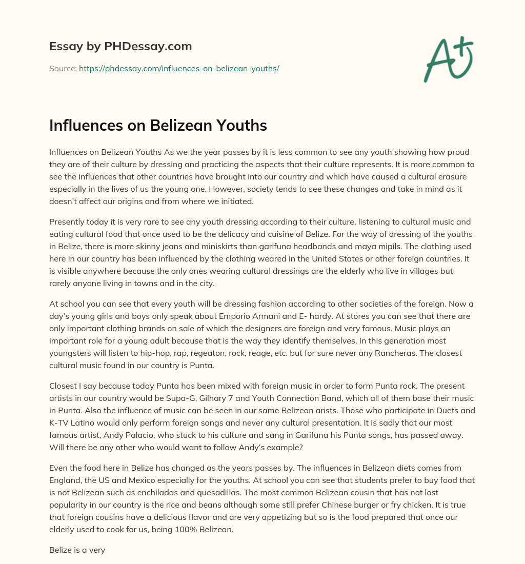 Influences on Belizean Youths essay