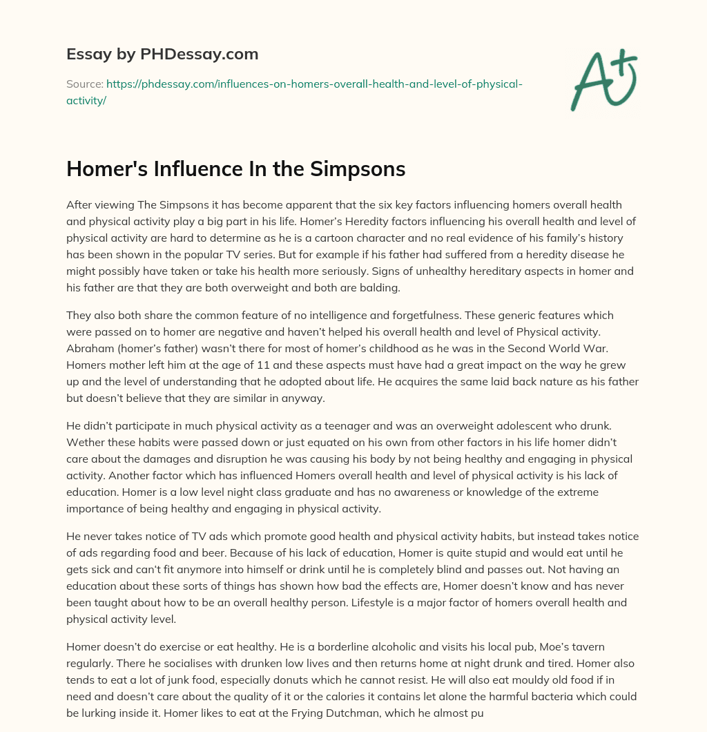 Homer’s Influence In the Simpsons essay