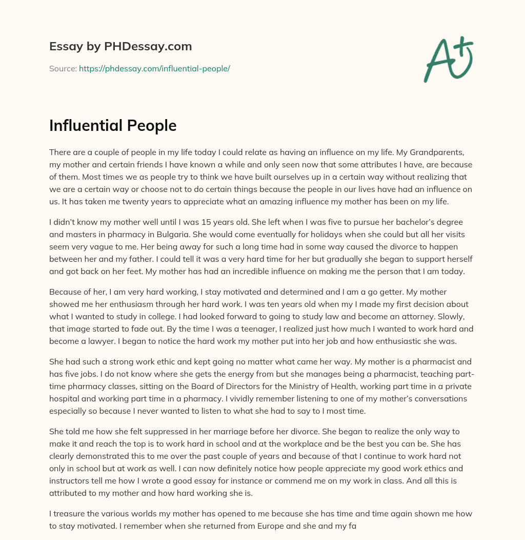 Influential People essay