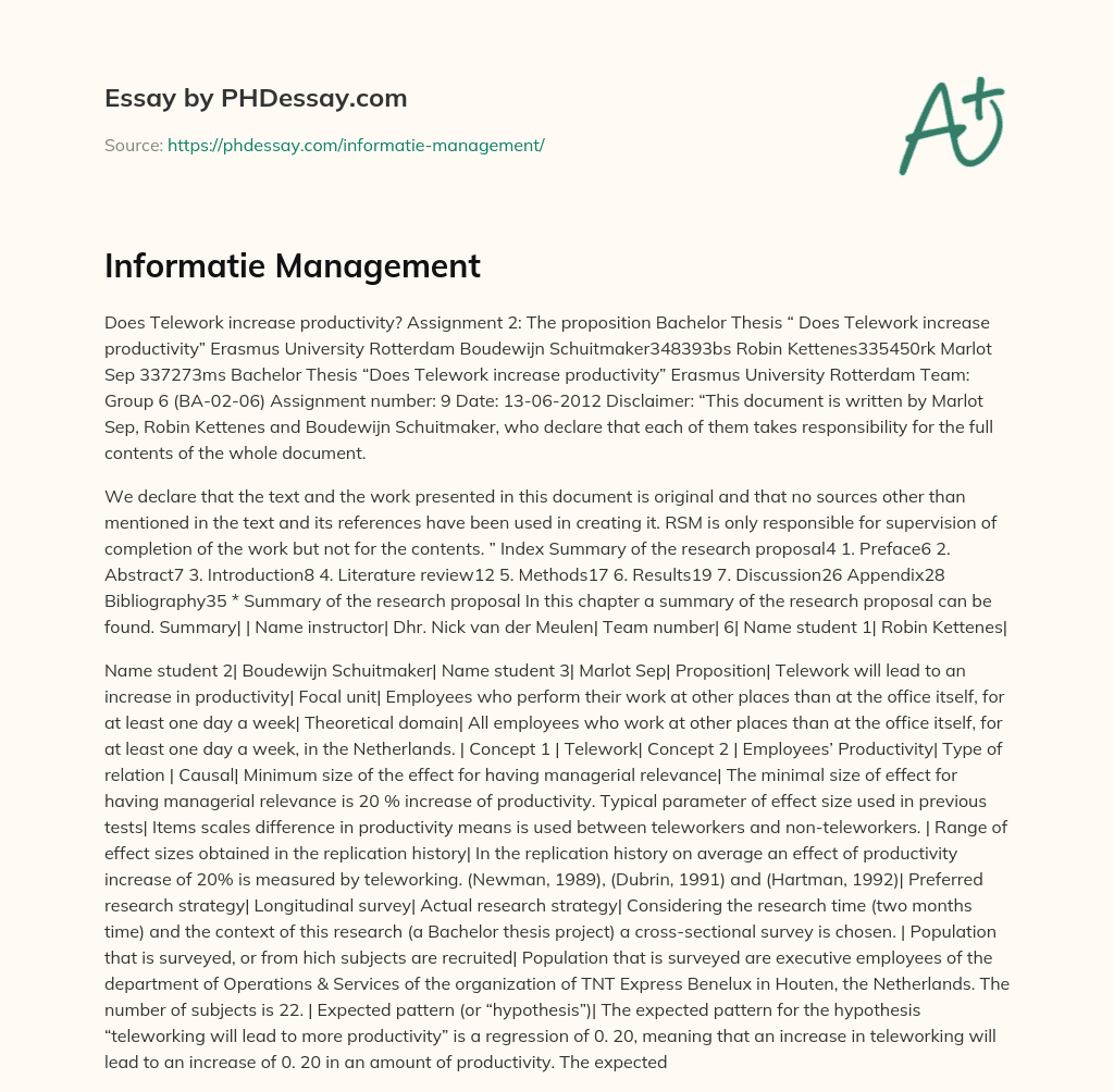 Informatie Management essay