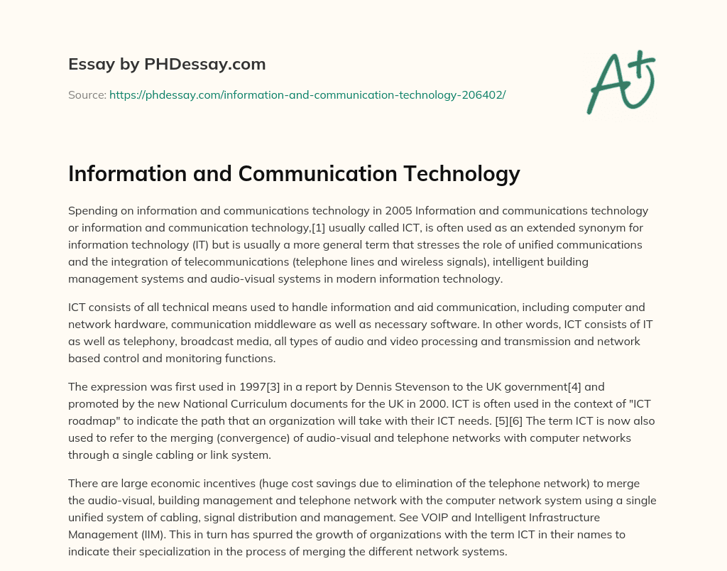 Information and Communication Technology essay