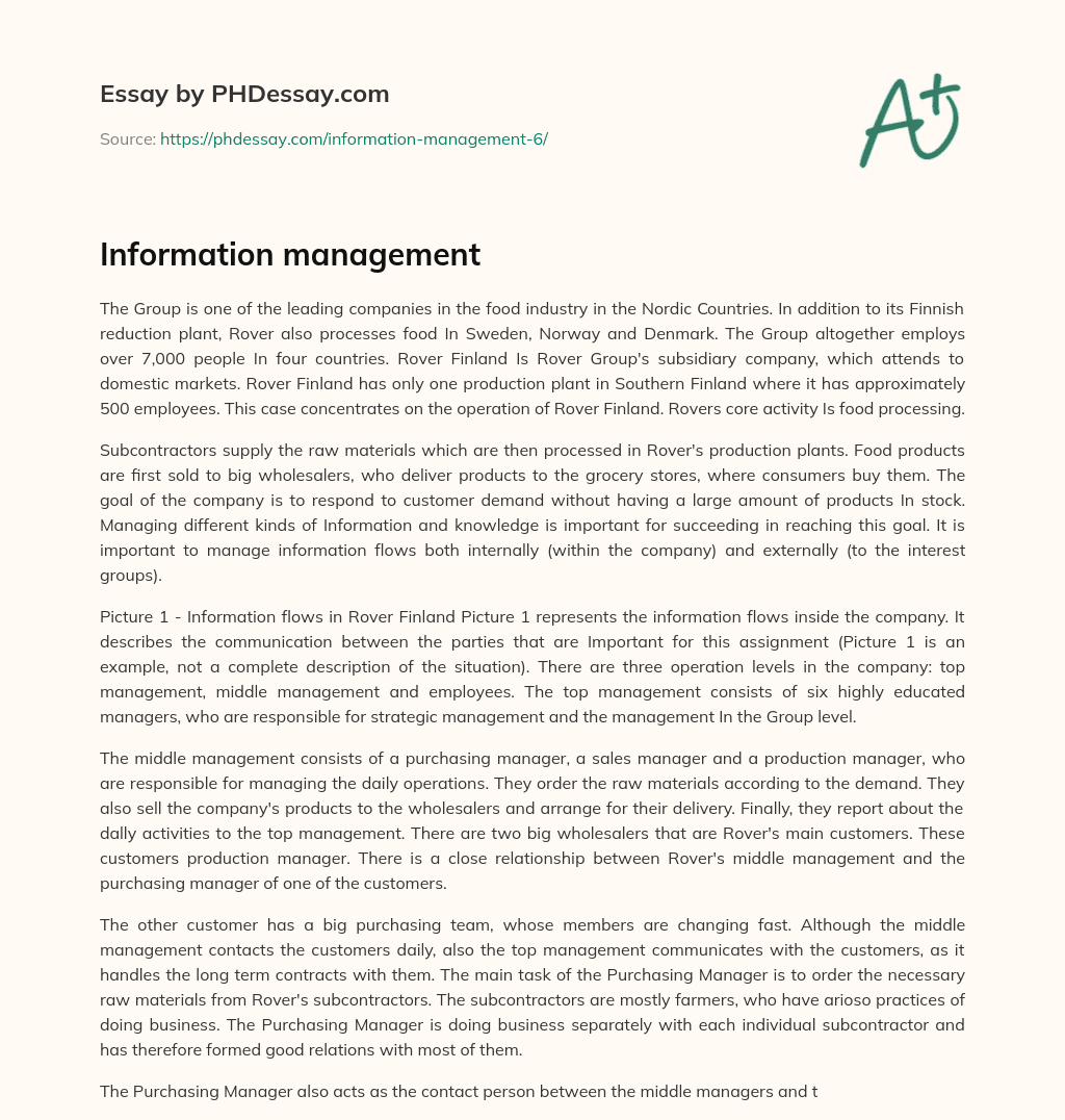 Information management essay