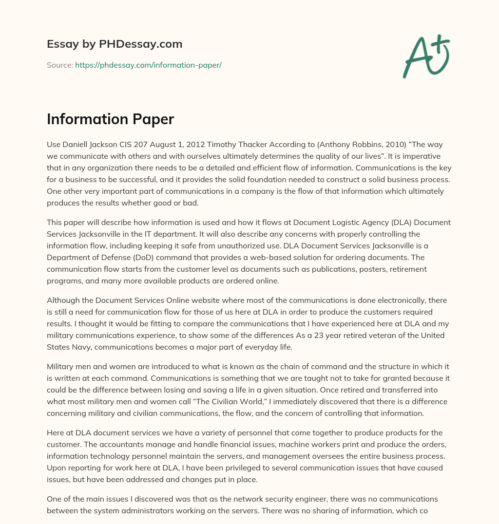 Information Paper essay