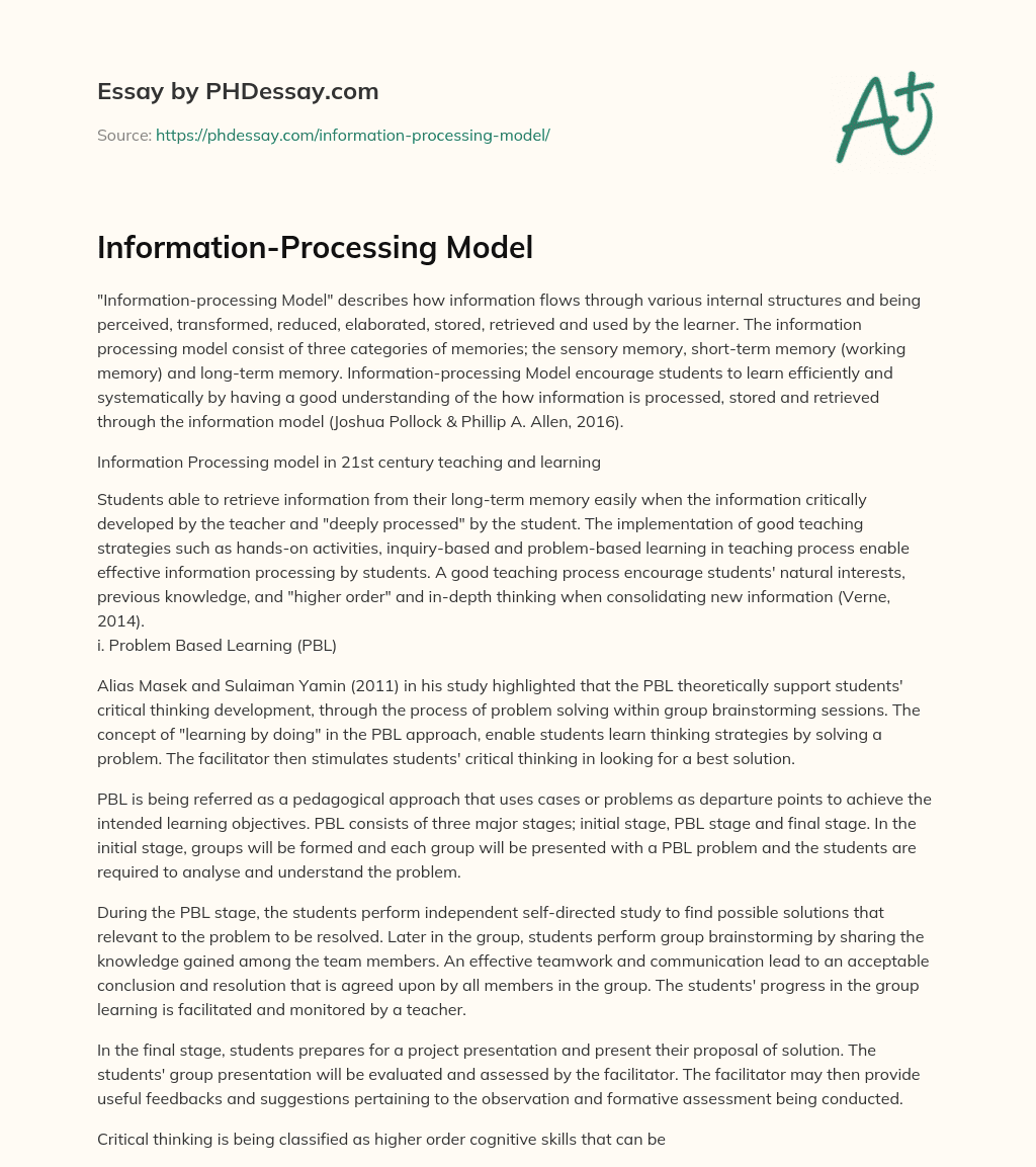 Information-Processing Model essay
