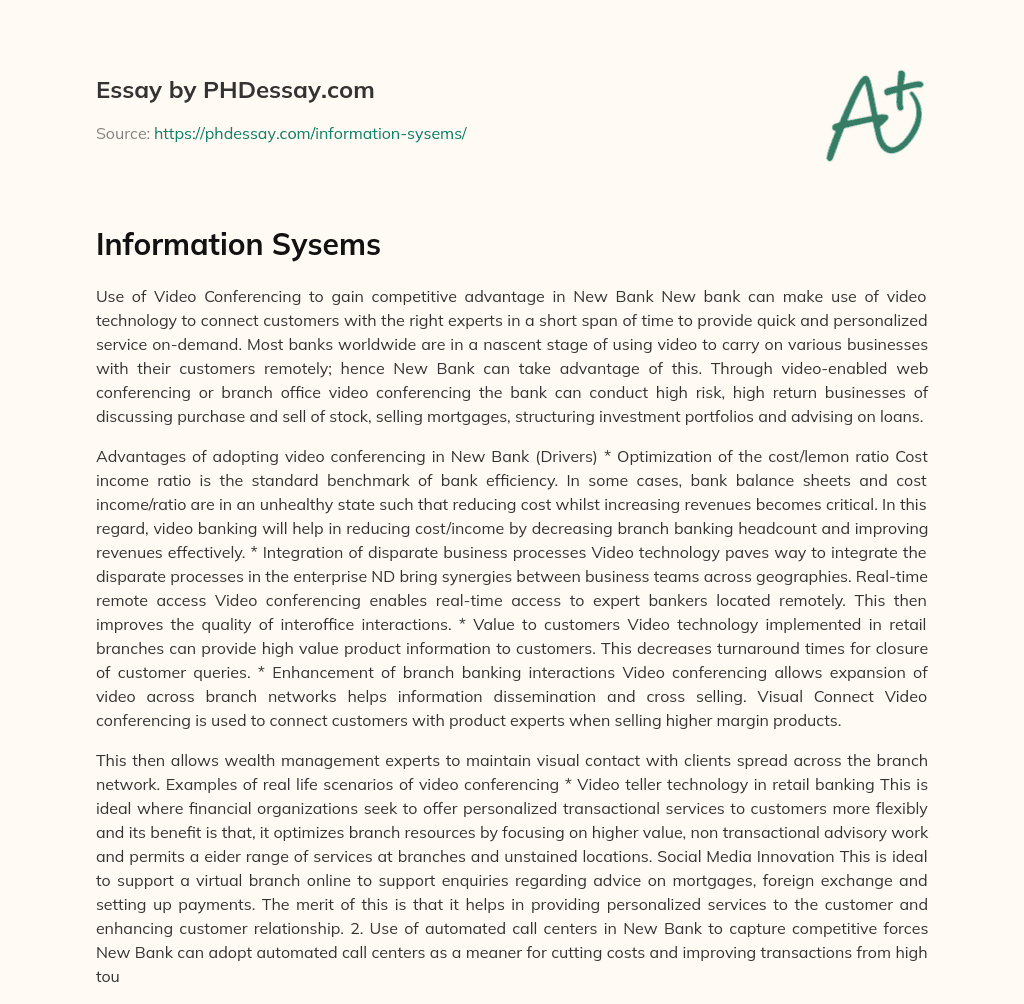 Information Sysems essay
